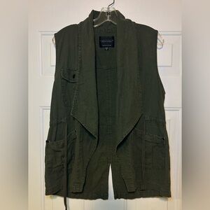 SANCTUARY Women’s M Olive Green‎ Stylish Trendy Linen Vest